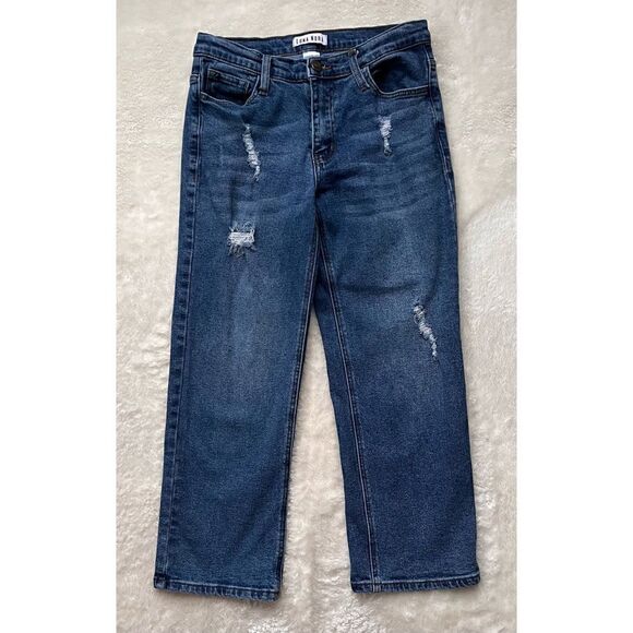 LUNA NORA MID-RISE CROPPED DISTRESSED STRAIGHT JEANS, Size 6 - Picture 6 of 14